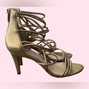 Vince Camuto Cadela Oplulent Gold Strappy Heals size 9